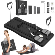 5 in 1 Foldable Pilates Reformer Board with LED Counter, Multifunctional Exercise Equipment with Resistance Bands & Ab Roller