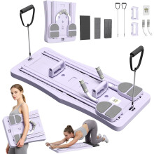 5 in 1 Foldable Pilates Reformer Board with LED Counter, Multifunctional Exercise Equipment with Resistance Bands & Ab Roller