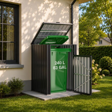 Wheelie Bin Storage Shed, Lockable Weatherproof Outdoor Bin Store with Gas Lift Lid,90 x 80 x 124 cm