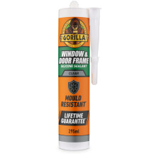Gorilla Window & Door Clear Silicone Sealant, 295ml – Mould Resistant, 100% Waterproof Sealant, Rain Ready in 30 Minutes, Shrink & Crack Proof Seala