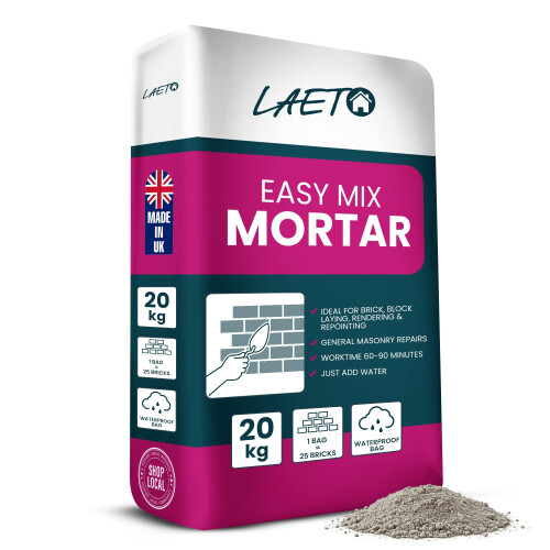 Laeto Easy Mix Mortar 20kg Ready Mixed Cement for Bricklaying Paving