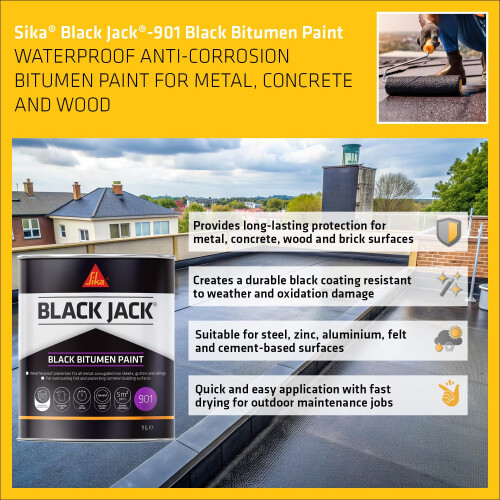 Everbuild Black Jack 901 Bitumen Paint – Solvent Based – Black – 1 Litre 2