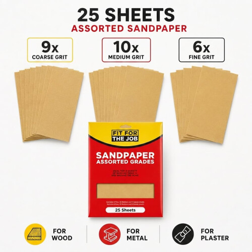 Fit For The Job 25 Large A4 Size Sheets Sandpaper 1