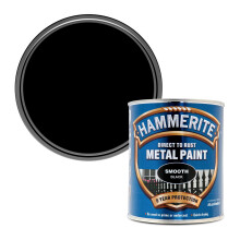 Hammerite Direct to Rust Metal Paint - Smooth Black Finish 750ML