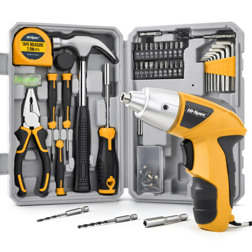Hi-Spec 42pc 4V Electric Ladies Screwdriver Tool Kit Set, Yellow