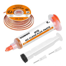 TOWOT 10ft Solder Wick Braid & No-Clean Soldering Flux Paste (10cc) - Desoldering Kit for Electronics Repair,Circuit Board Rework