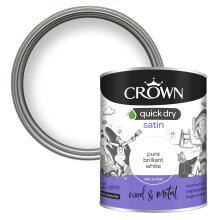 Crown WOOD & METAL Brilliant White Paint Satin - Doors & Furniture 750ml