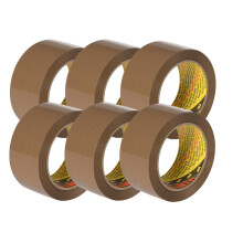 3M Scotch 371 Industrial-Grade Packaging Tape, Brown, 50 mm x 66 m, 6 rolls