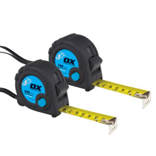 OX Trade 5m Tape Measure Twinpack- Metric & Imperial, Nylon Coated Blade