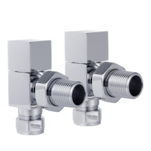 VANCOCO 2 Pack 1/2" x15mm Chrome Square Angled Radiator Valves