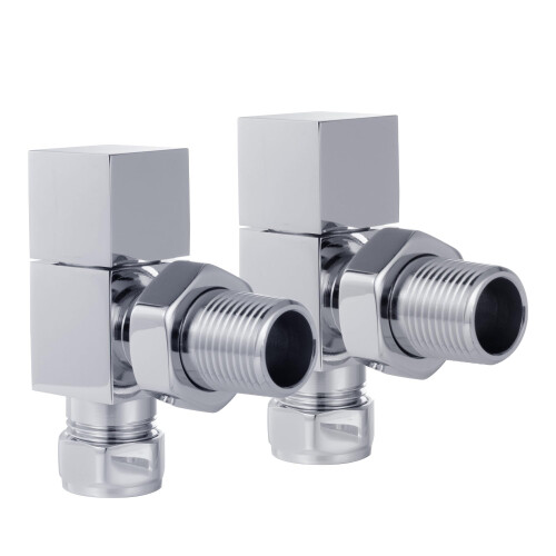 VANCOCO 2 Pack 1/2" x15mm Chrome Square Angled Radiator Valves