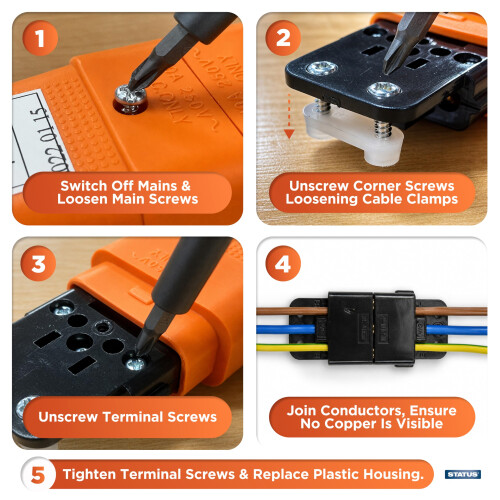 Status Status Orange Flex Connector, 10A 3 Pin Electric Cable Coupler 2