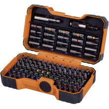 Bahco 59/S100BC 100 pcs bit set for Slotted, Phillips, Pozidriv, Hexagon, Robertson and coloured TORX,TORX Tamper, head screws
