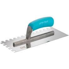 OX Trade Notched Stainless Steel Tiling Trowel - 10mm, Blue/Silver