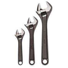 Bahco BHADJUST 3 ADJ3 Set of 3 Adjustable Wrenches (8070/8071 / 8072), Grey, 16 degree head angle