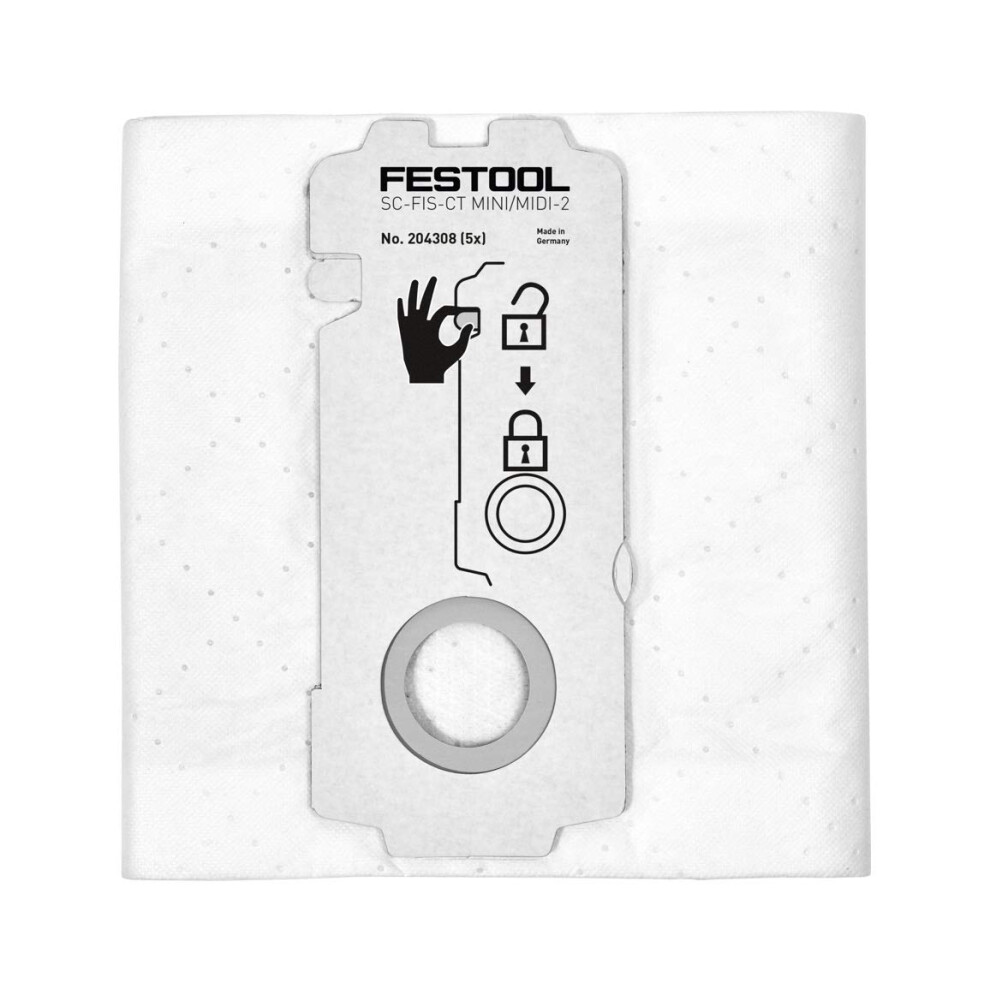 Photos - Tool Box Festool SC-FIS-CT Mini/Midi Self Clean Dust Extractor Filter Bag Pack of 5 