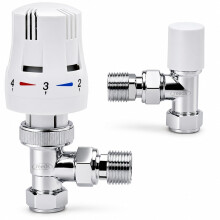 Reeds Thermostatic Radiator Valve TRV Pack – White/Chrome – Includes TRV & Lockshield – 10 Bar