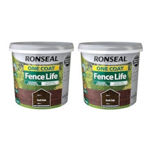 Ronseal 5L One Coat Fence Life Fence Paint Bundle Deal 2 x 5L tubs = 10L - Dark Oak