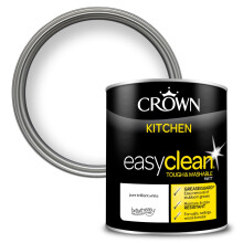 Crown EASYCLEAN Pure Brilliant White Kitchen Paint - Matt Wall Paint 1L