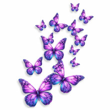 Violet Butterfly Wall Stickers, Dark Purple Vinyl Decals Set of 14
