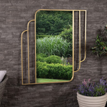 Charles Bentley Prague Rectangular Garden Wall Mirror, Gold, 110 x 100 cm
