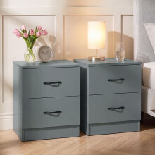 (Green) Riano Bedside Table Set of 2, 2 Drawer Chest Nightstands