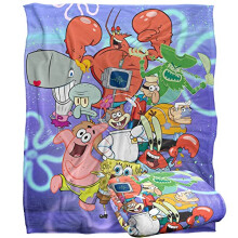 Spongebob Character Group Silky Touch Super Soft Throw Blanket 152 X 127 cm, White