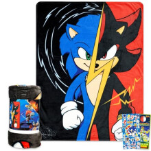 Sonic The Hedgehog Fleece Blanket Set - Bundle with Video Game Soft Blanket Plus Stickers, More for Kids, Adults, Teens | Cozy Sonic and Shadow Throw