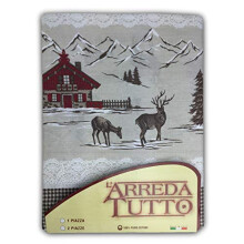 Tex family Large Scarf Throw Sofa Cover Tyrolean Fabric Red Mountain - Single