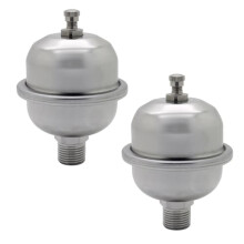 Shock Arrestor 0.16L Mini Expansion Vessel, 15mm Tee, Stainless Steel, Prevents Noisy Pipes, WRAS Approved, 135mm Height, 80mm Diameter (2 x Shock
