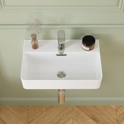 DeerValley White Ceramic Bathroom Sink with Overflow & Pop-Up Drain
