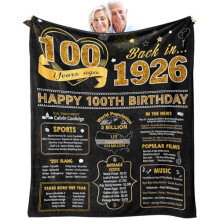 Yufrtck 100th Birthday Gift Throw Blanket, 60x50 Inch, White, Vintage, Unisex, Cotton/Polyester Blend, 1.3 Pounds, 1925 Theme