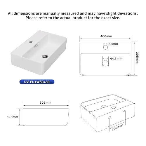 DeerValley White Ceramic Bathroom Sink with Overflow & Pop-Up Drain 1