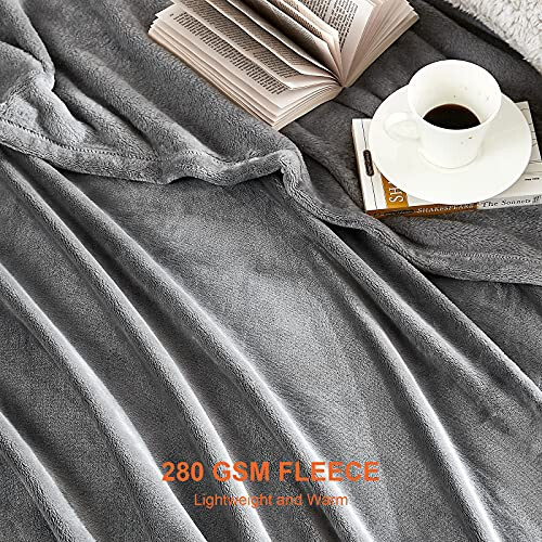 EHEYCIGA Double Fleece Throw Blanket for Sofa 150x200cm, Grey 2