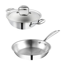 Vinod Platinum Triply Stainless Steel 2Pcs Combo Set (Induction Friendly)- Silver