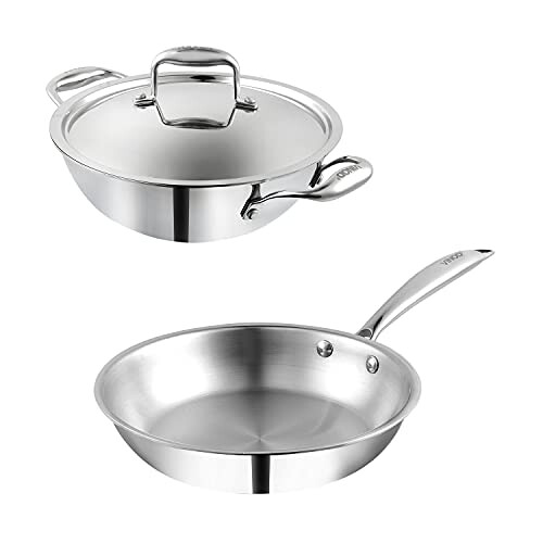 Vinod Platinum Triply Stainless Steel 2Pcs Combo Set (Induction Friendly)- Silver