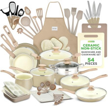 NutriChef Non-Stick Cookware Set 54-Piece, Nonstick Pots and Pans, Multi-Sized Pot and Pan Sets with Lids, Kitchen Utensils, Bakeware, Induction