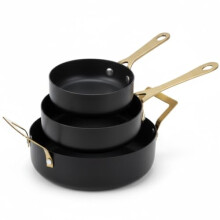 Envenzo Mini Cast Iron Pan Set - 9cm, 11cm, 13cm, Black Non-Stick Cookware with Metal Handles, Kitchen Small Serving Pans, 3 Piece Set for Tapas,