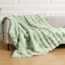 ORINOVA Fluffy Comfy Blanket for Couch Living Room Faux Fur Throw Blanket for Bed Soft Furry Cozy Best Housewarming Home Decor Gifts 860 GSM Sage