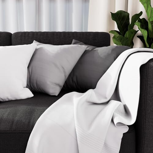 Soleil d'ocre Adele Plaid Chair Throw, Polycotton, White, 140 x 200 cm