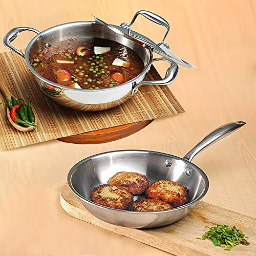 Vinod Platinum Triply Stainless Steel 2Pcs Combo Set (Induction Friendly)- Silver 1