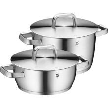WMF Iconic Induction 2-Piece Saucepan Set with Metal Lid, Polished Cromargan Stainless Steel, Induction Pots Set, Uncoated