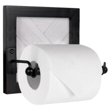 Autumn Alley Modern Farmhouse Toilet Paper Holder with Unique Shiplap Motif – Handcrafted Wood Toilet Paper Dispenser – Classy Black and White