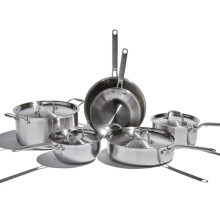 Heritage Steel Eater Series 10 Piece Cookware Set | Made in USA | 5 Ply Fully Clad Stainless Steel Cookware Set | Stay Cool Handle | Induction Ready &