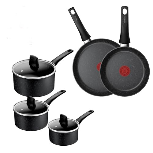 Tefal Tefal Titanium Stone Non-Stick 5-Piece Induction Pan Set with Lids
