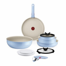 Tefal Ingenio Serenity 11-Piece Cookware Set, Mineralia Non-Stick Coating, Space-Saving, Stackable, Suitable for All Hobs, Dishwasher Safe, Calm Blue,