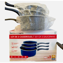 Beckermann (German) 3pc Saucepan Set Non-Stick Pots Induction, Gas, Electric All Super Maxx