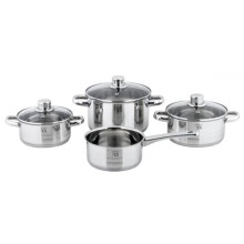 Cookware Set 7 Pieces Stainless Steel 18/10, 16, 18 and 20 cm Saucepan 16 cm Glass Lid with Steam Hole, 3 In Original Box