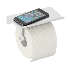 WENKO Wall-Mounted Toilet roll Holder, Steel, White, 9.5 x 7.5 x 18 cm