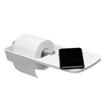 Tiger Tess, Toilet roll holder with shelf, White/Light grey, 145x321x48mm